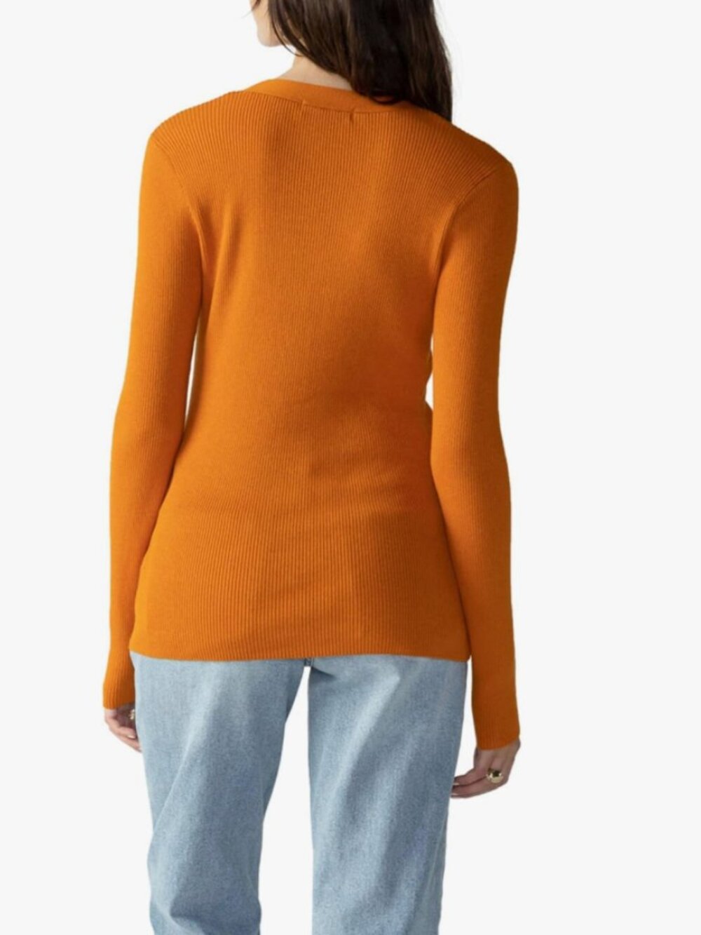 Sanctuary Off-Duty Ribbed Cardigan V-Neck Button Front Orange SmallY2K Spring - Picture 7 of 11
